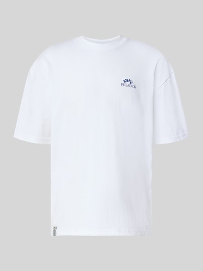 Produktfoto, Oversized T-Shirt mit Backprint von PEGADOR aus reiner Baumwolle, weiß, lockere Form, Rundhalsausschnitt, schlichte Textur
