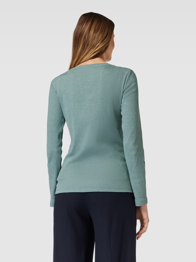 Tom Tailor Longsleeve mit Streifenmuster und kurzer Knopfleiste Dunkelgruen 5