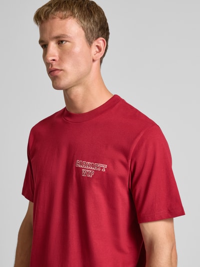 Carhartt Work In Progress T-shirt z wyhaftowanym logo Bordowy 3