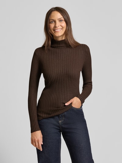 Soyaconcept Slim fit shirt met lange mouwen van viscosemix, model 'Dolli' Chocoladebruin gemêleerd - 4