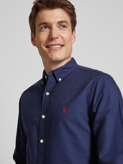 Polo Ralph Lauren Slim fit vrijetijdsoverhemd met button-downkraag, model 'OXFORD' Marineblauw - 3