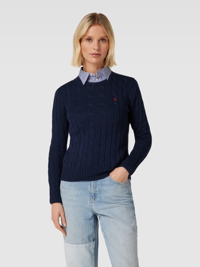 Polo Ralph Lauren Gebreide pullover met labelstitching, model 'JULIANNA' Marineblauw - 4