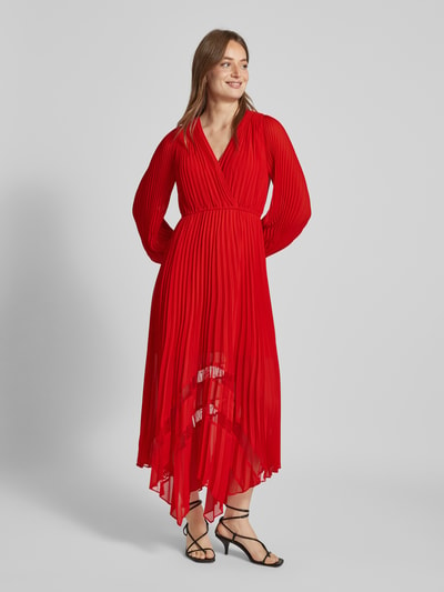 THE KOOPLES Maxikleid mit Plisseefalten Rot 4