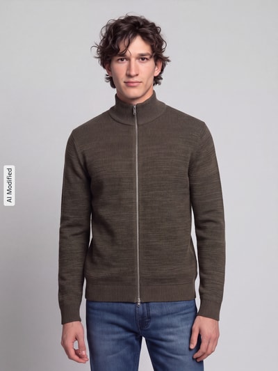 Selected kardigan rozpinany o kroju regular fit z czystej bawełny model 'DANE' Zielony 4