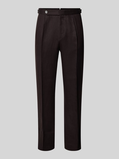 BOSS Relaxed Fit Leinenhose aus reinem Leinen Modell 'PERINO' Dunkelbraun 2