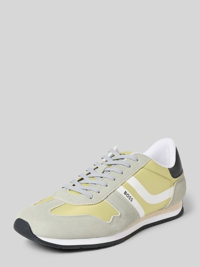 BOSS Orange Low Top Sneaker mit Lederoptik-Details Modell 'LEVON_RUNN_NYMI' Hellgrau 1
