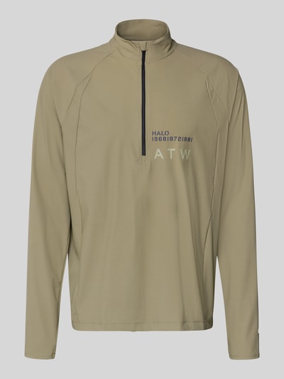 Produktfoto, Funktionsshirt mit opstaande kraag en ritssluiting model 'AIR' van HALO, materiaalmix met stretch, regular fit, labelprint, ruglengte maat M 70 cm