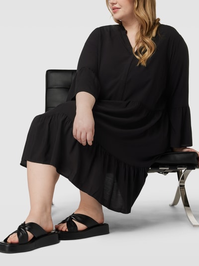 ONLY CARMAKOMA PLUS SIZE blousejurk met volantmouwen Zwart - 3