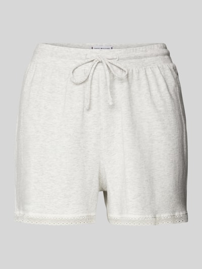 TOMMY HILFIGER Regular Fit Pyjama-Shorts mit Spitzenbesatz Mittelgrau 1