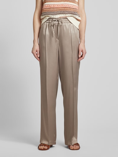 Cambio Flared stoffen broek met persplooien, model 'AVRIL' Taupe - 4