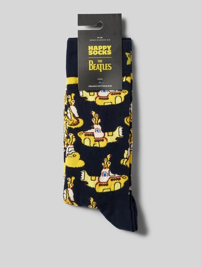 Happy Socks Socken mit Label-Stitching Modell 'Beatles' Marine 3