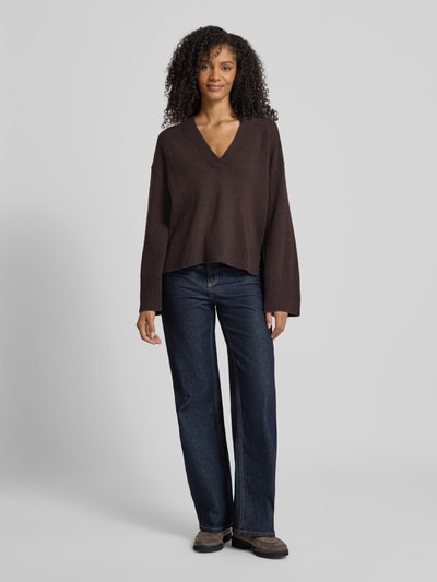 My Essential Wardrobe Gebreide pullover met kasjmier Chocoladebruin - 1