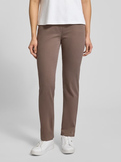 Raphaela By Brax Flared fit stoffen broek van lyocellmix, model 'Pamina' Taupe - 4