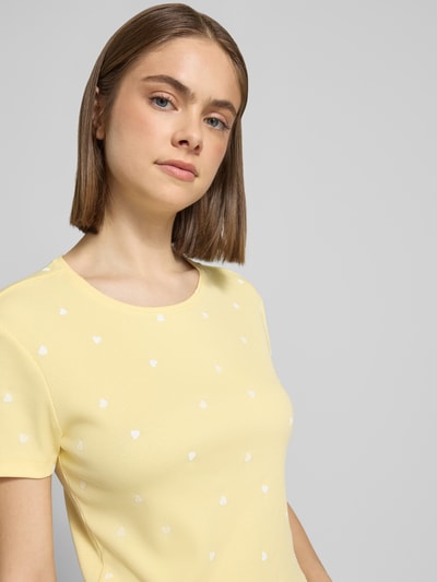 ONLY regular fit T-shirt van katoenmix model 'FENJA' Lichtgeel - 3