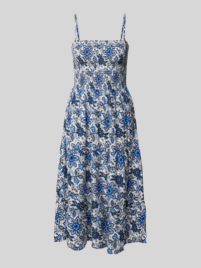 Produktfoto, A-Linie Rockkleid aus reiner Viskose Modell 'ZELINA LIFE' von Only, niebiesko-biały wzór kwiatowy, faktura lekka, damska sukienka codzienna