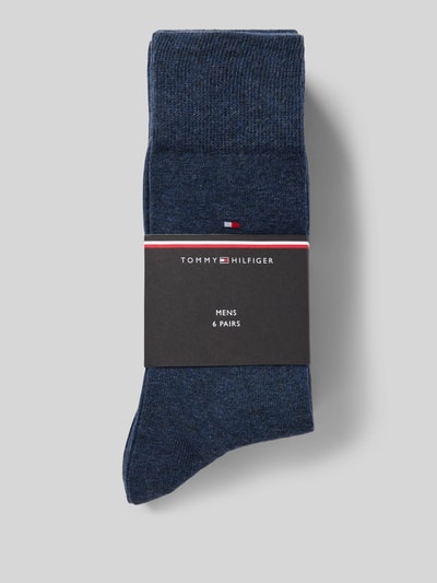 Produktfoto, Socken aus Baumwoll-Mix im 6er-Pack von Tommy Hilfiger, dunkelblau meliert, feine Struktur, Herren Socken