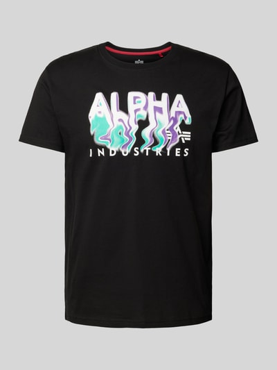 Alpha Industries T-Shirt mit Label-Print Modell 'Nebula' Black 2