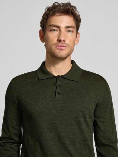 CRUNA Gebreide polo met kentkraag Kaki - 3