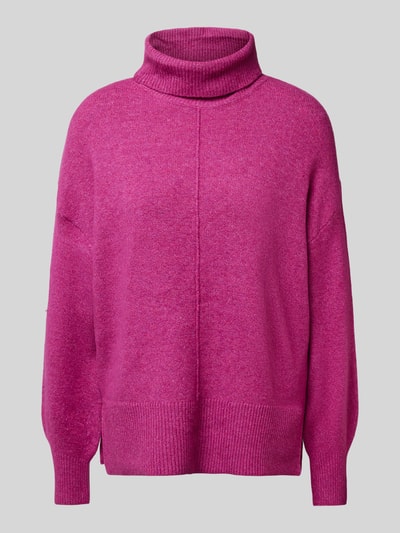 Pieces Rollkragenpullover mit erhabener Naht Modell 'MALOU' Pink 2