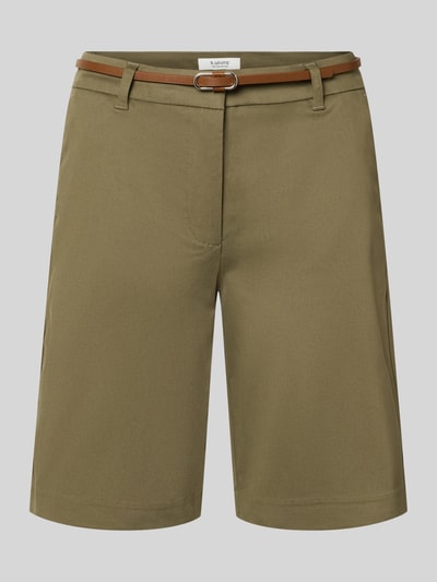 Produktfoto, Bermudas mit Gürtel Modell 'Days' von b.young in Khaki, glatte Baumwoll-Elasthan-Oberfläche, Regular Fit, Gürtel, klare Linien