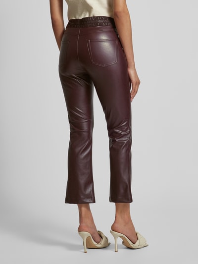 Cambio Regular fit leren broek met elastische band met label Aubergine - 5