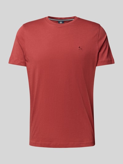 Lerros T-shirt met geribde ronde hals Rood - 2