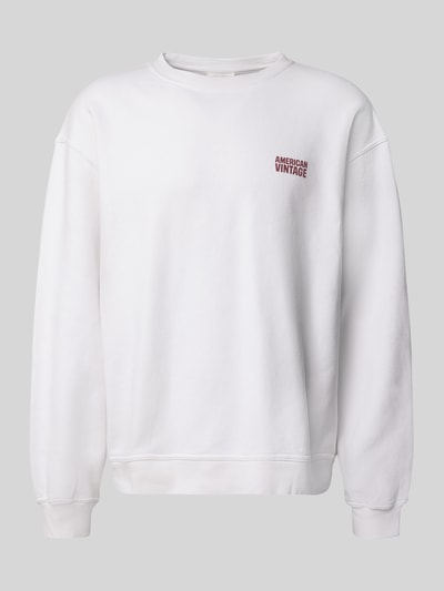 Produktfoto, Sweatshirt mit Logo Modell 'PLIZZY' von American Vintage aus reiner Baumwolle, weiß, Rundhalsausschnitt, relaxed Fit, glatte Struktur