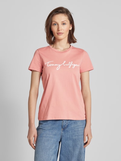 Tommy Hilfiger T-shirt z nadrukiem z logo Brudnoróżowy 4
