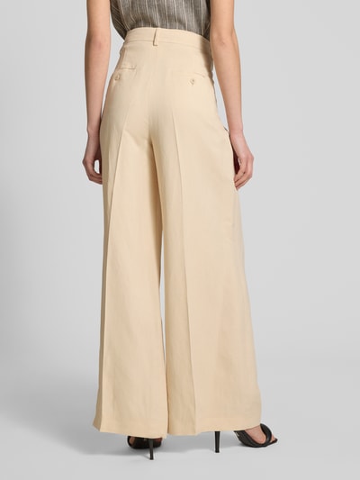 Weekend Max Mara Wide Leg Bundfaltenhose aus Viskose-Leinen-Mix Modell 'VELIERO' Offwhite 5