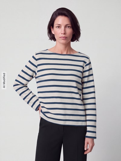s.Oliver RED LABEL Sweatshirt mit U-Boot-Ausschnitt Hellblau 4