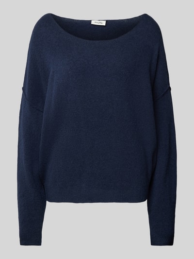 American Vintage Gebreide pullover met ribboorden, model 'DAMSVILLE' Marineblauw gemêleerd - 2