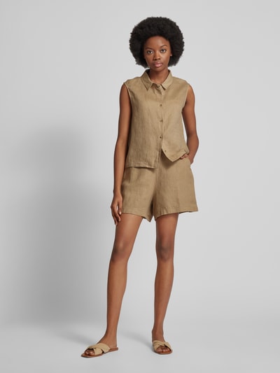 Mazine Leinenshorts in unifarbenem Design Modell 'Pinki' Sand 1