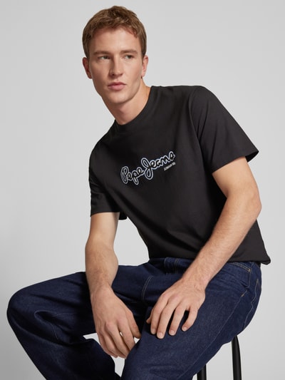 Pepe Jeans T-Shirt mit Label-Print Modell 'DORIAN' Black 3