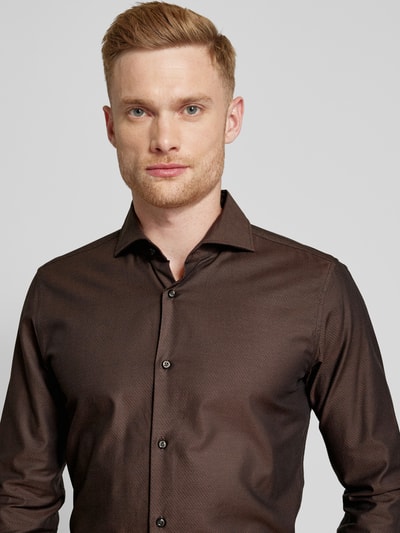 JOOP! Slim Fit Business-Hemd mit Kentkragen Dunkelbraun 3