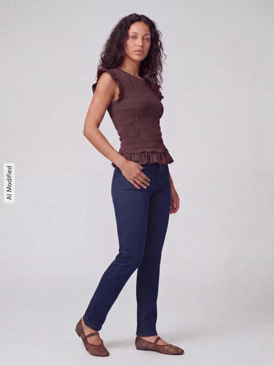 TONI Straight Fit Jeans aus Baumwoll-Mix Modell 'LIV' Dunkelblau 1