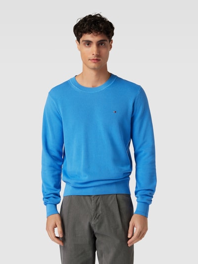 Tommy Hilfiger Strickpullover mit Label-Stitching Modell 'CHAIN' Aqua 4