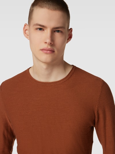 Blend Strickpullover mit Label-Patch Dunkelrot 3
