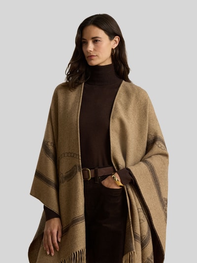 Lauren Ralph Lauren Poncho aus Wolle mit Fransenabschluss Camel 1