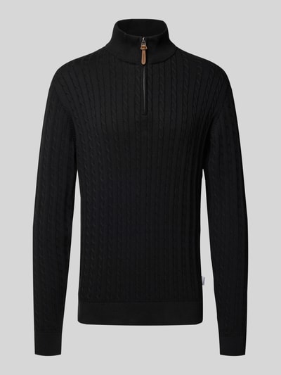 Lindbergh Troyer mit Zopfmuster und Label-Detail Black 2