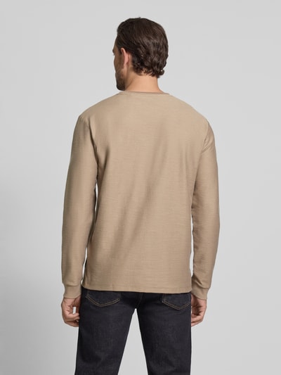 Tom Tailor Denim Bluzka o kroju regular fit z mieszanki bawełny z długim rękawem i fakturowanym, tkanym wzorem Orzechowy 5