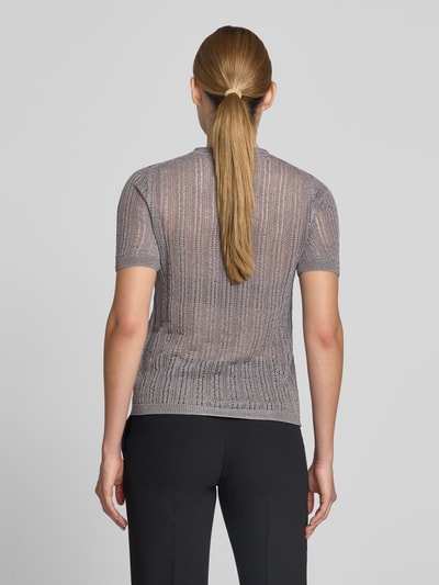 Jake*s Collection Schimmerndes Strickshirt mit Rundhalsausschnitt Mittelgrau 5