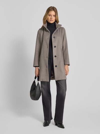 s.Oliver RED LABEL Slim fit lange jas met wol Taupe gemêleerd - 1