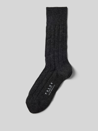 Falke Socken mit Label-Detail Modell 'LHASA' Anthrazit 1