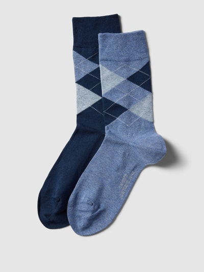 camano Socken mit Karomuster im 2er-Pack Blau 1