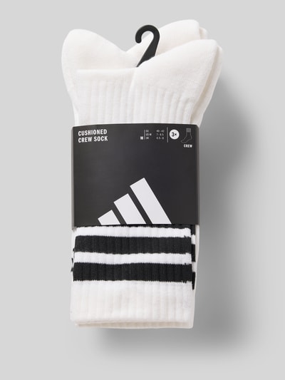 Produktfoto, Socken aus Baumwoll-Mix im 3er-Pack von adidas Sportswear, Optik: Unifarben, Logo-Print, Kontraststreifen, Bundabschluss: Gerippt, Multipack: 3er-Pack, Materialverarbeitung: Feinstrick.