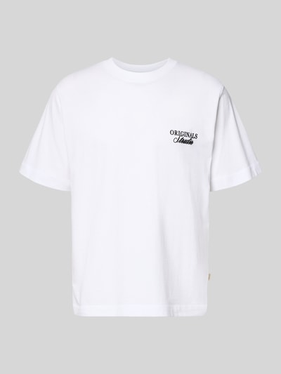 Productfoto, t-shirt met statementprint model 'NORREBRO' van Jack & Jones van puur katoen in recht model met ronde hals, ruglengte maat M 68 cm