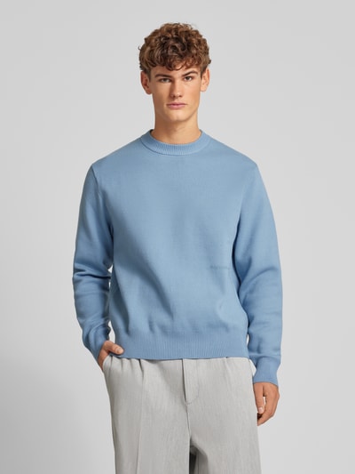 Jack & Jones Gebreide pullover met labelprint, model 'VESTERBRO' Rookblauw - 4