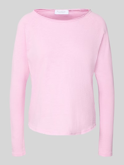 Produktfoto, Longsleeve mit Rollsaum von Rich & Royal in zartem Rosa, reine Baumwolle, Regular Fit, Rundhals, sichtbare Textur