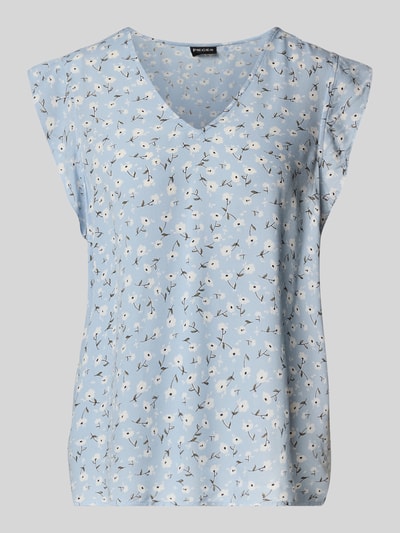 Pieces  Top bluzkowy o kroju regular fit z krótkim rękawem model ‘NYA’ Jasnoniebieski 2