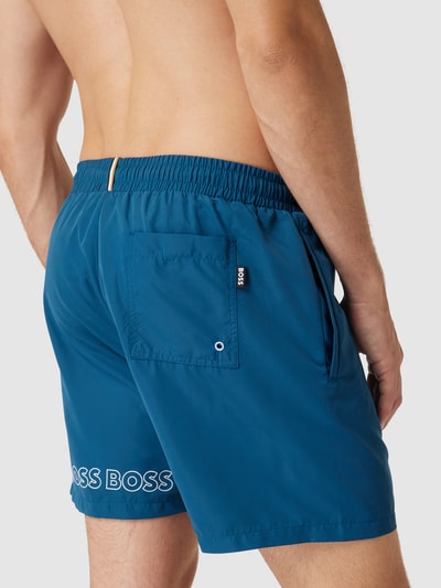 BOSS Badehose mit Label-Print Modell 'Dolphin' Blau 3